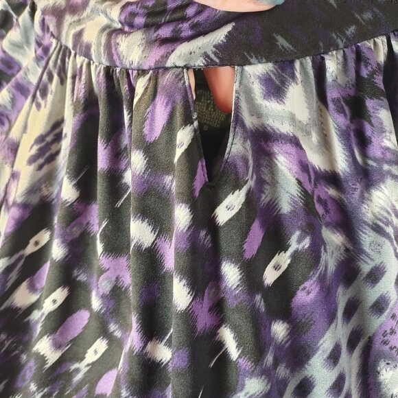 Alyn Paige Womens Batwing Top Small Purple Black Abstract Boho‎ Festival Summer - Picture 7 of 10
